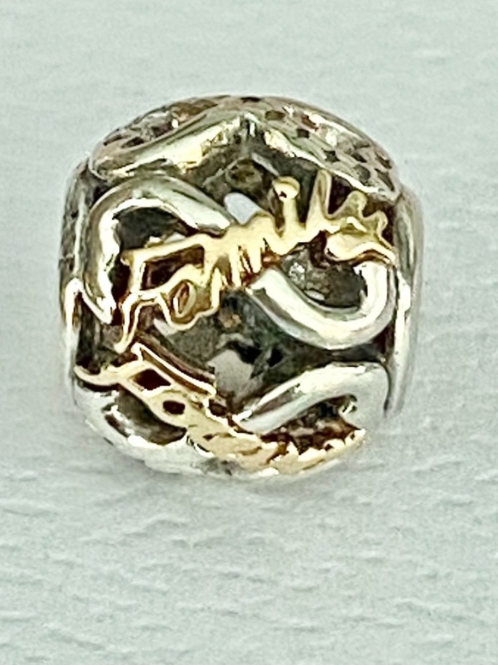 Authentic Pandora Silver & 14k Gold Two Tone “Family Forever” Charm